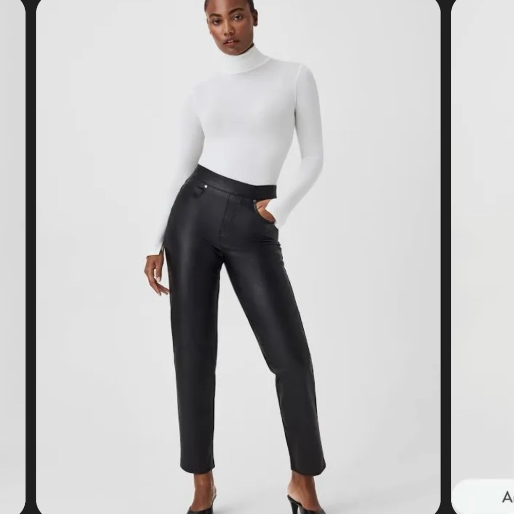 Spanx Leather- Like Straight Leg Pants 1X